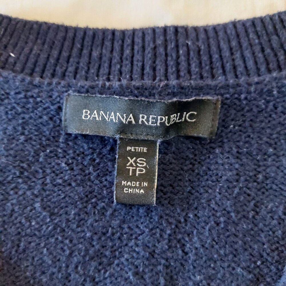 Banana Republic Navy Cotton Blend Oversized Sweater, XS - Picture 6 of 7